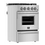 Forno Appliances - 24 in. Wide 4 burner Breno 2.3 Cu. Ft. Freestanding Gas Convection Range with Storage Drawer - Silver - Image 2