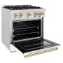 ZLINE - 30 in. Wide 4 Burner 4.2 cu. ft. Autograph Classic Dual Fuel Freestanding Range with White and Gold Accents - White - Image 3