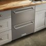 KitchenAid - 4.29 Cu. Ft. Built-In Mini Fridge with Double-Drawer Refrigerator/Freezer - Stainless Steel - Image 3