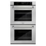 ZLINE - Autograph 30 in. True Convection Double Wall Oven in Satin Steel with Nickel Helix Handles (WADSZ-30-KPN) - Satin Stainless Steel - Image 1