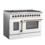 Forno Appliances - 48 in. Wide 8 Burner Galiano 6.58 Cu. Ft. Freestanding Dual Fuel True Convection Range - White - Image 4