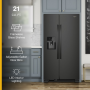 Whirlpool - 33 in. Wide 21 cu. ft. Side-by-Side Refrigerator with LED Interior Lighting - Black - Image 3