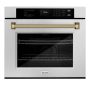 ZLINE - Autograph 30 in. True Convection Single Wall Oven in Satin Steel with Gold Helix Handle (WASSZ-30-KG) - Satin Stainless Steel - Image 1