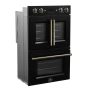 Forno Appliances - Asti 7.36 Cu. Ft. Electric Double Wall Oven with Upper French Doors and Antique Brass Accents - Black - Image 3