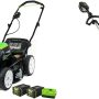 Greenworks Pro 80V 21-Inch Brushless Cordless Push Mower + 80V (300W) Inverter, 4.0Ah Battery and Rapid Charger Inlcuded — Mower + Edger, (2) 2Ah Batteries, Push - Image 1