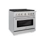 ZLINE - 36 in. Wide 6 Burner 5.2 cu. ft. Paramount Dual Fuel Freestanding Satin Steel Range with Convection Oven - Stainless Steel - Image 3
