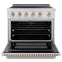 ZLINE - 36 in. Wide 5 Elements Autograph 5.2 cu. ft. Paramount Freestanding Induction Range with Champagne Bronze Helix Handle - Stainless Steel - Image 2