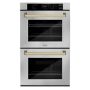 ZLINE - 30 in. Autograph Double Wall Oven w/ Air Fry and Self Clean w/ Gold Handles - Stainless Steel - Image 1