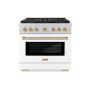 ZLINE - 36 in. Wide 6 Burner 5.2 cu. ft. Autograph Paramount Dual Fuel Freestanding Range w/ DuoPro Cooktop with Bronze Accents - Stainless Steel with White Matte Door - Image 1