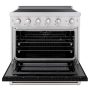 ZLINE - 36 in. Wide 5 Elements 5.2 Cu.Ft. Paramount Freestanding Induction Range with Electric Oven in Satin Steel w/ Black Door - Matte Black - Image 2