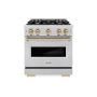 ZLINE - 30 in. Wide 4 Burner 4.2 cu. ft. Autograph Classic Dual Fuel Freestanding Range with Champagne Bronze Accents - Stainless Steel - Image 1