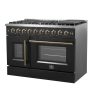 Forno Appliances - 48 in. Wide 8 Burner Galiano 5.36 Cu. Ft. Freestanding Double Oven Gas Convection Range with Left-Swing Door - Black - Image 2
