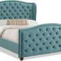 Jennifer Taylor Home Marcella Platform, Queen, Vintage Brown Faux Leather - Arctic Blue - Image 1