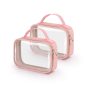 Wedama Clear Toiletry Bag, 3 Pack Clear Makeup Bags with Handles, PVC Cosmetic Bags for Women and Men, Large Opening Toiletry Bags, Black - Image 1