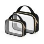 Wedama Clear Toiletry Bag, 3 Pack Clear Makeup Bags with Handles, PVC Cosmetic Bags for Women and Men, Large Opening Toiletry Bags, Black - Image 1