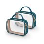 Wedama Clear Toiletry Bag, 3 Pack Clear Makeup Bags with Handles, PVC Cosmetic Bags for Women and Men, Large Opening Toiletry Bags, Black - Image 1