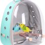 Bird Traval Carrier Cage, Clear Space Capsule Astronaut Backpack to Carry Parakeet Cockatiel Parrot with Metal Tray Wood Perch, Vet Transport School Bag - Image 1
