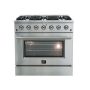 Forno Appliances - 36 in. Wide 6 Burner Galiano Alta Qualita 5.36 Cu. Ft. Freestanding Gas Range with Convection Oven - Stainless Steel - Image 1