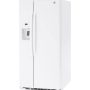 GE - 33 in. Wide 23.2 Cu. Ft. Side-by-Side Refrigerator with External Ice & Water Dispenser - High Gloss White - Image 3