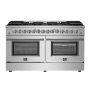 Forno Appliances - 60 in. Wide 8 Burner Galiano Alta Qualita 8.64 cu. ft. Freestanding Double Oven Dual Fuel Range with Convection Oven - Stainless Steel - Image 1