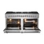 Forno Appliances - 60 in. Wide 8 Burner Galiano Alta Qualita 8.64 cu. ft. Freestanding Double Oven Dual Fuel Range with Convection Oven - Stainless Steel - Image 3
