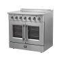 Forno Appliances - 36 in. Wide 5 Elements Galiano Alta Qualita 5.36 Cu.Ft. Freestanding Electric Range w/ French Doors and True Convection - Stainless Steel - Image 2