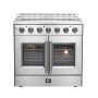 Forno Appliances - 36 in. Wide 5 Elements Galiano Alta Qualita 5.36 Cu.Ft. Freestanding Electric Range w/ French Doors and True Convection - Stainless Steel - Image 1