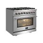 Forno Appliances - 30 in. Wide 5 Burner Massimo 4.32 Cu. Ft. Freestanding Dual Fuel Range - Stainless Steel - Image 2