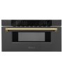 ZLINE - Autograph Edition 30 in. Built-in Microwave Drawer - Black Stainless Steel and Gold Accents - Image 1