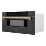 ZLINE - Autograph Edition 30 in. Built-in Microwave Drawer - Black Stainless Steel and Gold Accents - Image 3