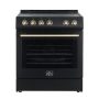 Forno Appliances - 30 in. Wide 4 Elements Leonardo Espresso 5.0 cu. ft. Slide-In Oven Electric Convection Range with Antique Brass Accents - Black - Image 1