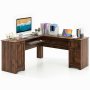 L-Shaped Office Desk with Storage Drawers and Keyboard Tray - Image 1