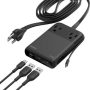 Belkin - 2-Outlet Charging Station, USB-A and USB-C ports and attached USB-C cable, up to 70W Power Delivery - Black - Image 1