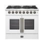 Forno Appliances - 36 in. Wide 6 Burner Galiano 5.36 Cu. Ft. Freestanding Dual Fuel True Convection Range - White - Image 1