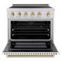 ZLINE - 36 in. Wide 5 Elements Autograph 5.2 Cu.Ft. Paramount Freestanding Induction Range with Gold Accents & White Door - Matte White - Image 2