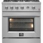 Forno Appliances - 30 in. Wide 4 burner Marco 4.32 Cu. Ft. Freestanding Gas Convection Range with Dual Ring Burner - Silver - Image 1