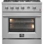 Forno Appliances - 30 in. Wide 4 burner Marco 4.32 Cu. Ft. Freestanding Gas Convection Range with Dual Ring Burner - Silver - Image 2