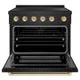 ZLINE - 36 in. Wide 5 Elements Autograph 5.2 cu. ft. Paramount Freestanding Induction Range in Black Steel with Gold Accents - Black Stainless Steel - Image 2