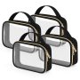 Wedama Clear Toiletry Bag, 3 Pack Clear Makeup Bags with Handles, PVC Cosmetic Bags for Women and Men, Large Opening Toiletry Bags, Black - Image 1
