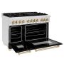 ZLINE - 48 in. Wide 7 Burner Autograph Legacy Dual Fuel Freestanding Range in Satin Steel w/ Black & Gold Accents - Black Matte - Image 4