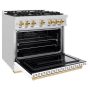 ZLINE - 36 in. Wide 6 Burner 5.2 cu. ft. Autograph Classic Dual Fuel Freestanding Range with White and Gold Accents - White - Image 3