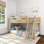 Max & Lily Twin Over Twin Low Bunk Bed with Ladder, Wooden Bunk beds with 14” Safety Guardrail for Kids,Toddlers, Boys, Girls, Teens, Bedroom Furniture, Natural - Image 1