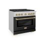 ZLINE - 36 in. Wide 6 Burner 5.2 cu. ft. Autograph Paramount Dual Fuel Freestanding Range with Black and Bronze Accents - Black - Image 3