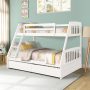 Longrune Stairway Twin Over Full Bunk Bed with Slide & Storage Drawers,Multifunctional Bunkbeds with Staircase,Sturdy Pinewood Bedframe,for Kids Bedroom,Space Saving Design, Grey - Image 1
