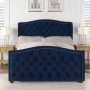 Jennifer Taylor Home Marcella Platform, Queen, Vintage Brown Faux Leather - Navy Blue - Image 1