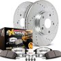 PowerStop Front Brake Kit For Ford F-450 Super Duty 1999-04 |F-550 Super Duty 1999-04 |E-550 Super Duty 2003 - Truck & Tow Carbon Fiber Ceramic Brake Pads + Drilled & Slotted Rotors Upgrade, K5185-36 - Image 1