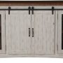 Martin Svensson Home 65" Solid Pine Wood Entertainment Center with Storage. Rustic TV Stand for TVs up to 70." Sliding Doors, Adjustable Shelves & Cable Management – White and Grey Finish - Image 1