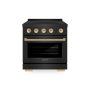 ZLINE - 30 in. Wide 4 Elements Autograph 4.2 cu. ft. Paramount Freestanding Induction Range in Black Steel with Gold Accents - Black Stainless Steel - Image 1