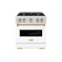 ZLINE - 30 in. Wide 4 Burner 4.2 cu. ft. Autograph Classic Dual Fuel Freestanding Range with White and Bronze Accents - White - Image 1