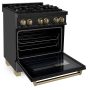 ZLINE - 30 in. Wide 4 Burner Autograph Legacy Dual Fuel Freestanding Range with Bronze Accents - Black - Image 4